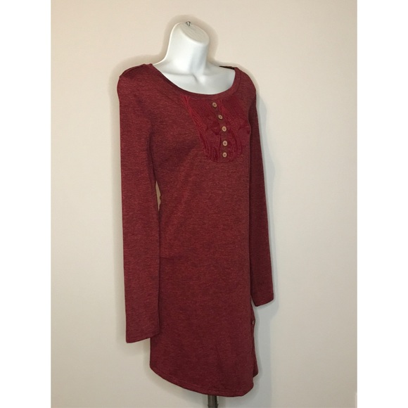 Large Wine Red Asymmetrical Loose Dress - Picture 2 of 6